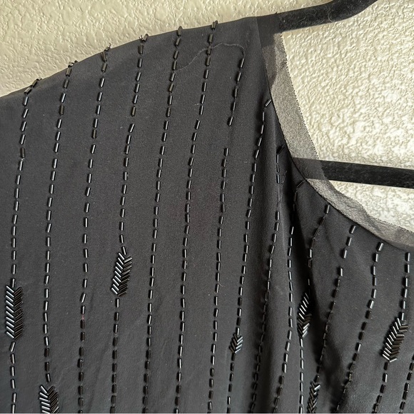 Eileen Fisher Beaded Silk Crepe De Chine Striped Scoop Neck Sz XL DEFECTS - Picture 6 of 12